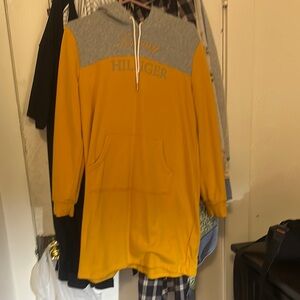 Yellow and Gray Zip Up Dress with Color Block Design